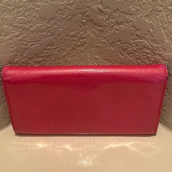 Dior Women's Ultimate Continental Long Wallet Red Patent Logo Embossed Trendy - Picture 2 of 15